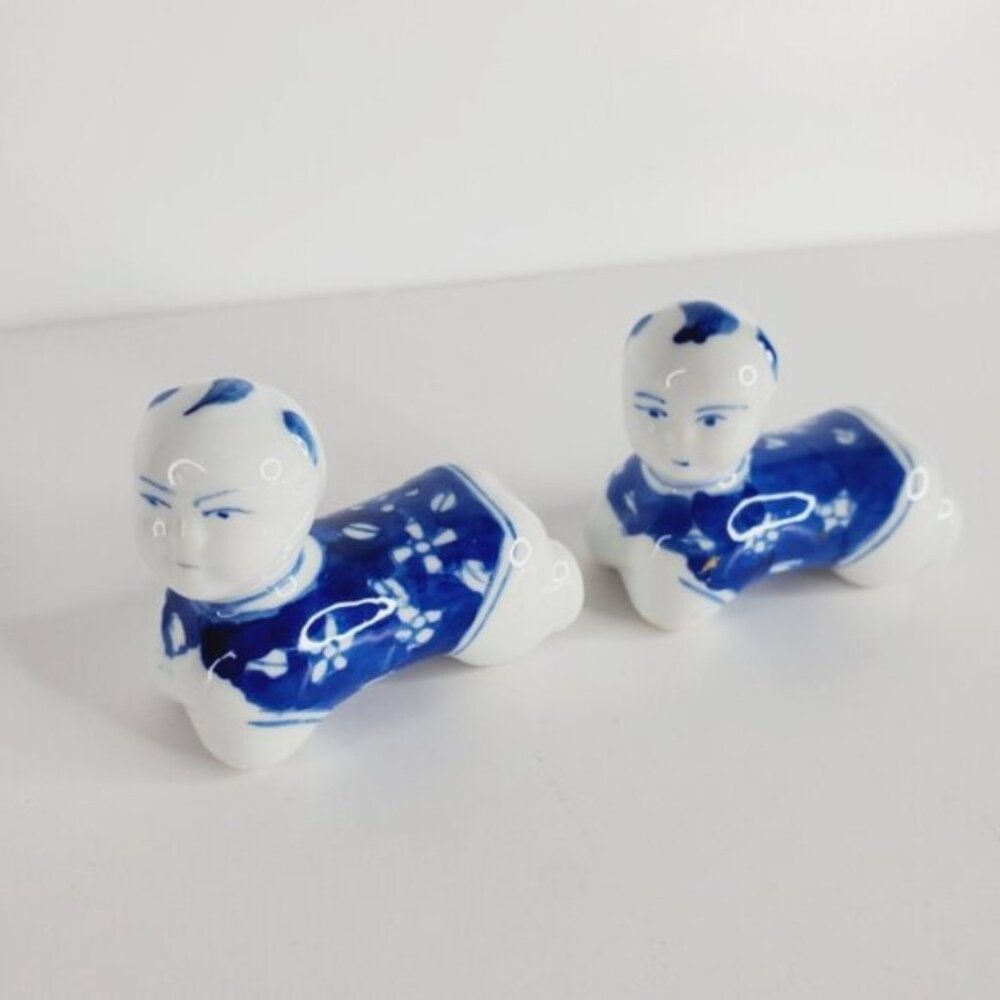 Vintage Chinese Asian Chopstick Rest Traditional Figurine Knife Rest Set of 2 - Picture 2 of 5